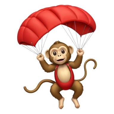 monkey flying with big red parachute sticker