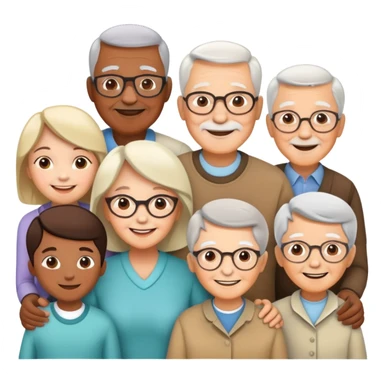 multigenerational family with grandparents, parents and children sticker