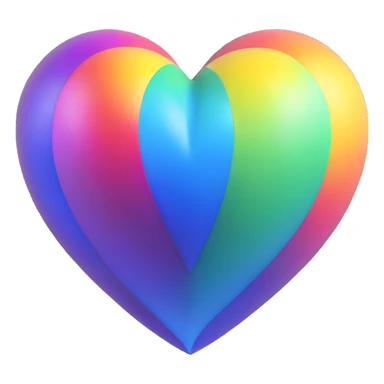 3D emoji style heart, iridescent rainbow effect sticker