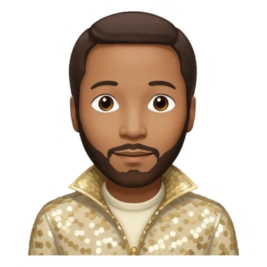 Marvin Gaye with dark brown hair, cream sequin outfit sticker