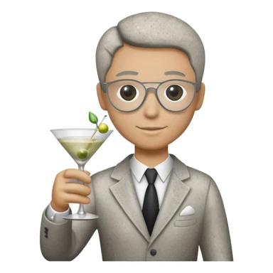 a pile of dust holding a martini sticker