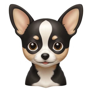 A black and white chihuahua emoji please with a thin white line on the center of head sticker