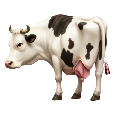 Generate a obese cow with a coca cola  sticker