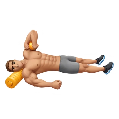 buff guy lying lats down on foam-roller sticker