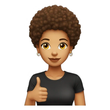 Light skin girl afro orange with thumb up dark tshirt sticker