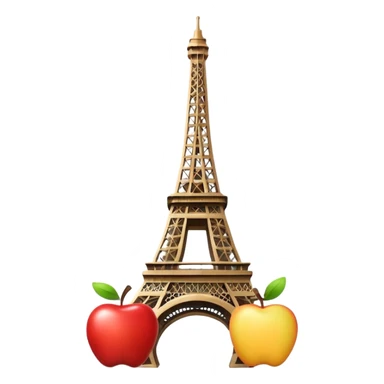 Eiffel Tower, slightly glossy, rounded shapes, friendly look, Apple emoji style sticker