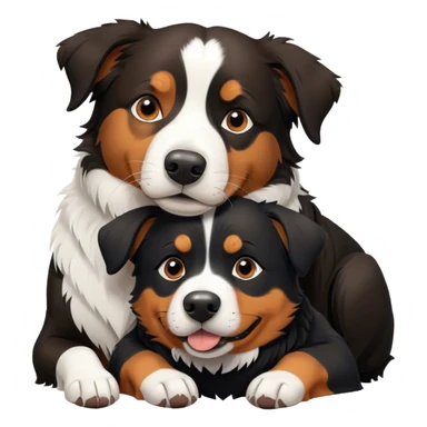 A Border Collie and a Rottweiler snuggling together. sticker