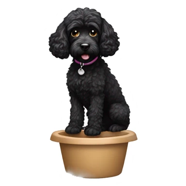 black cockapoo doing a poo sticker