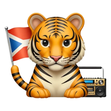 Quiero un tigre mezclado con la bandera cubana. Porque no apodan el tiger y soy de cuba. 
Quiero un tigre asi cubano pero con unos audífonos de dj, además un tigre fuerte y con cara de tigre agresivo bueno eso no. Mejor un tigre feroz con una audífonos de dj o una mesa de dj sticker