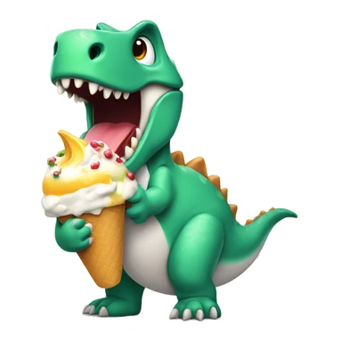 Dinosaurio comiendo helado sticker