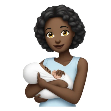 mom holding newborn baby girl with blue eyes white skin black hair and white skin newborn sticker