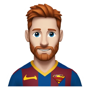messi with a goat, blue eyes, reddish hair, freckles, redish beard, superman  sticker