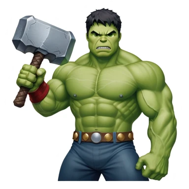 Hulk holding Thor's hammer Mjolnir sticker