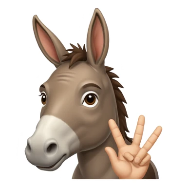 hand making the 'OK' gesture on a donkey sticker