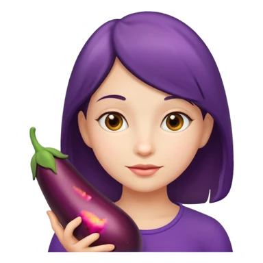 Girl with egg plant sticker
