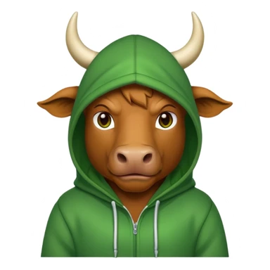Green bull with hoodie sticker