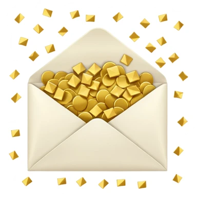 white closed envelope surrounded gold confetti sticker