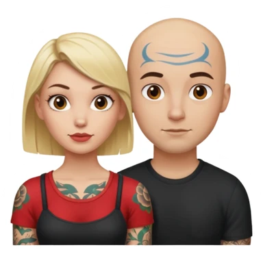 throuple blonde female brunette female with tattoed bald male sticker