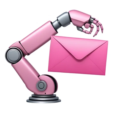 intense pink robotic arm holding email envelope sticker