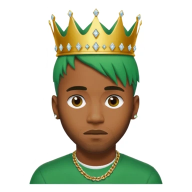 Frank Ocean as an emoji with green hair and diamond crown inspired by Kendrick Lamar sticker