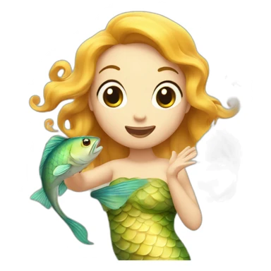 fish eating a marmaid sticker