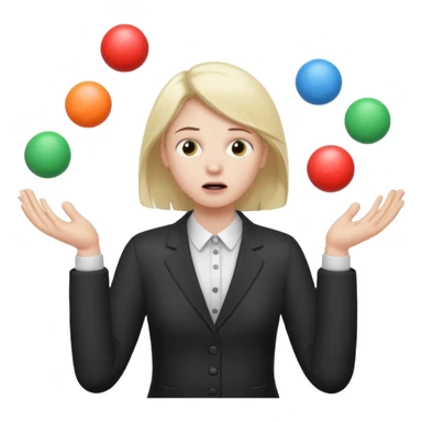 an emoji that depicts a product manager juggling work while mildly panicked and gender neutral sticker