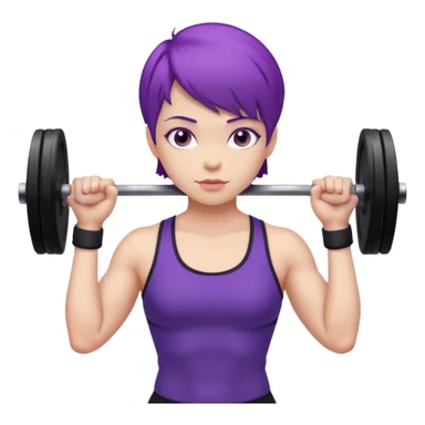 weight lifting female short purple hair sticker