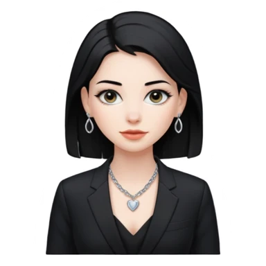 👩🏻‍⚖️ i need an image like this for a political analays with black hair and blck open necked suit sticker