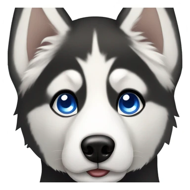 Short haired black and white Siberian husky with blue eyes sticker