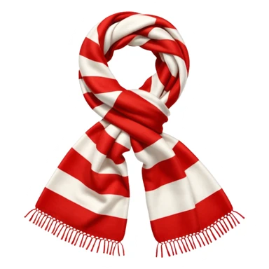 Realistic white and red horizontally thick-striped gradients winter scarf isolated. sticker