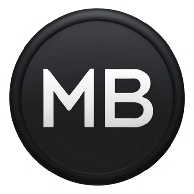 Black circle with “MB” written on in the middle of it. Nothing else sticker