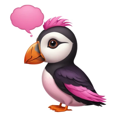 pink puffin pink feathers thought bubble sticker