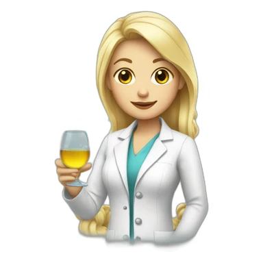 blonde with glass wearing lab coat tipsy sticker