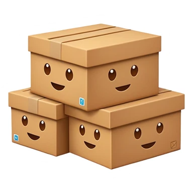 emoji of three classic brown boxes sticker