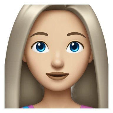 Pale brunette woman with straight long hair, with snatched face and blue eyes sticker