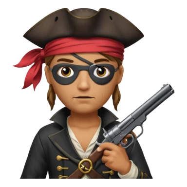 Pirates patch on left eye hoarding a gun sticker