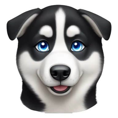 realistic looking Short haired black and white Siberian husky with blue eyes sticker