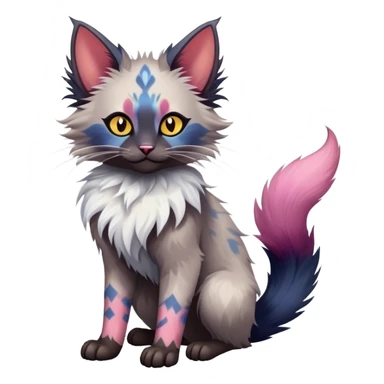 Colorful exotic Fantasy-Ragdoll-Fakémon-Lykoi-feline-hybrid (full body) sticker