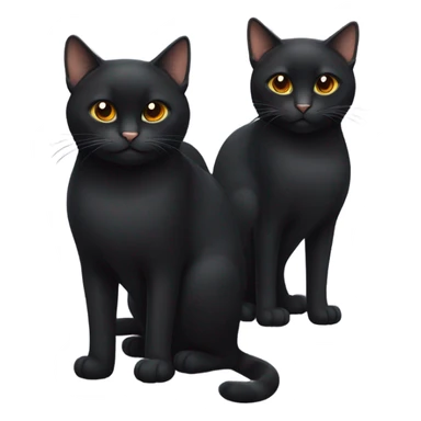 three black cats; one with chubby cheeks, one with a slimmer female cat, another male cat with a slim face; all black fur, and orange eyes sticker