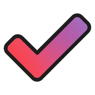 checkmark with red and violet gradient, color icon style sticker