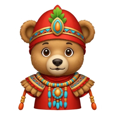 teddy bear Upper, wearing red mayan ancient custome, with carrot half body sticker