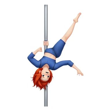 redhead character with red hair performing a jiu jitsu move on a pole dance pole sticker