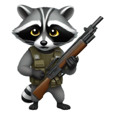 Raccoon with a gun sticker