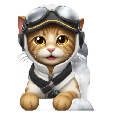 Cat pilot flying an airplane sticker