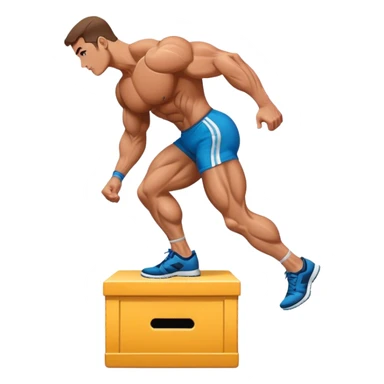 bodybuilder step onto plyo-box side-view sticker