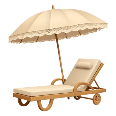 summer beige chaise lounge with beautiful beige lace umbrella sticker