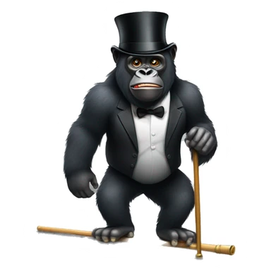 Gorilla wearing a top hat and cane sticker