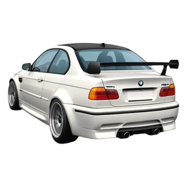 

A white BMW M3 E46, seen from behind at a certain angle, is drifting through a corner; the wheels are not straight, they are changing according to the rotation of the drift. sticker