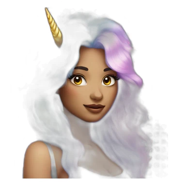 Holographic unicorn woman with rainbow hair and big eyelashes sticker