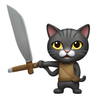 cat with machete sticker